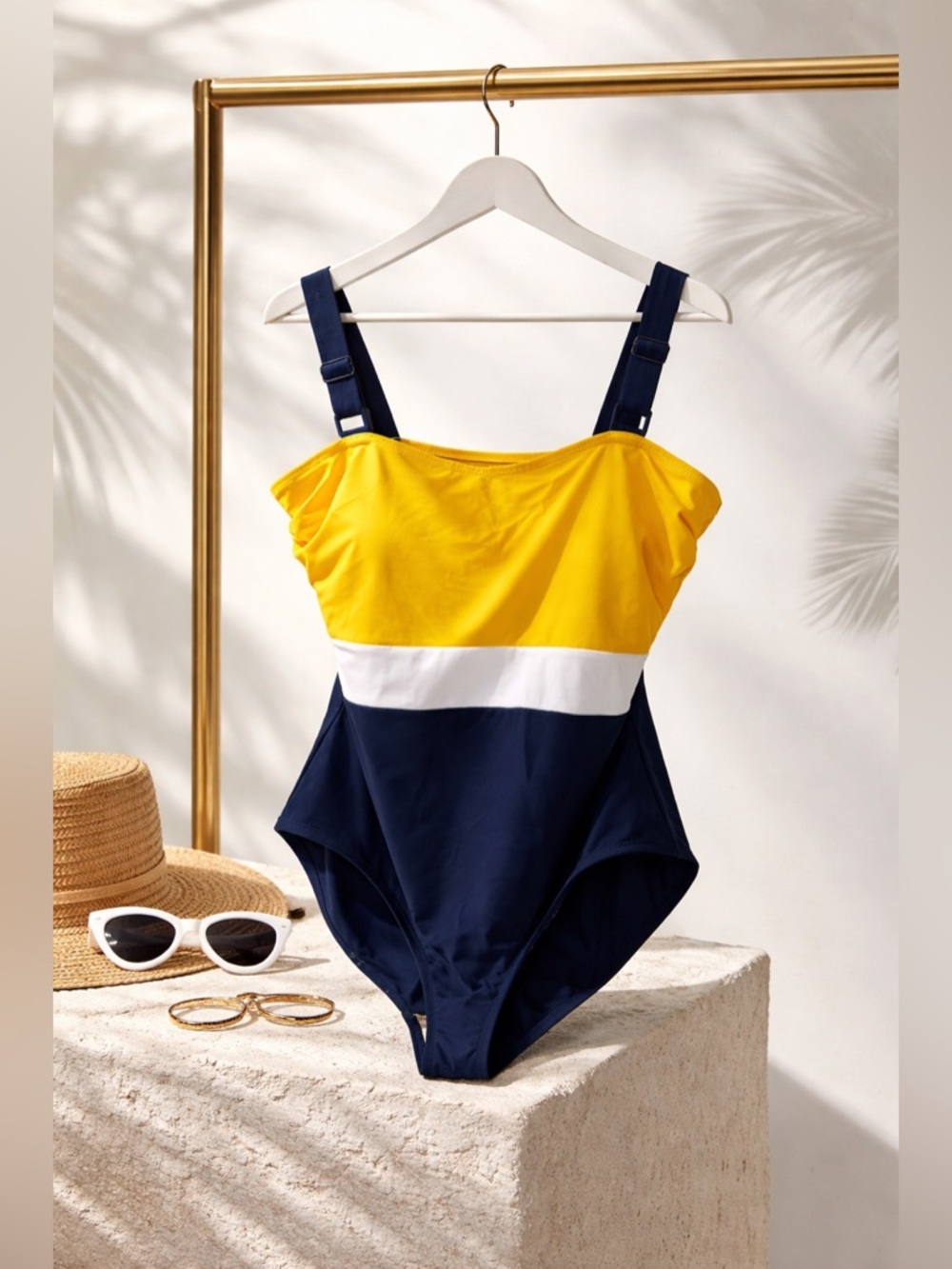 Pour Moi Palm Springs Colour Block Tummy Control One-Piece Swimsuit US 16 /EU 46 - Picture 2 of 8